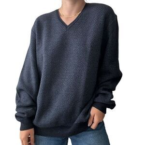 Vintage Brooks Brothers Mens Navy Blue Italian Merino Wool Sweater Made in USA